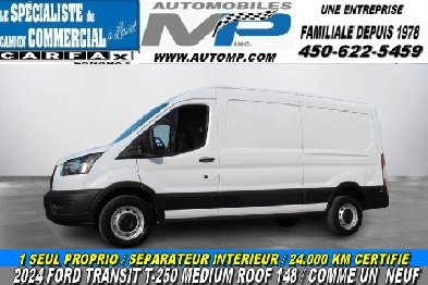 2024 FORD TRANSIT T-250 CARGO TOIT MOYEN 148 / 24.000 KM CERTIFI Image# 1