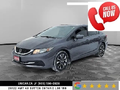 2015 Honda Civic Sedan EX No Accidents Low Kms Sunroof Backup Ca Image# 1