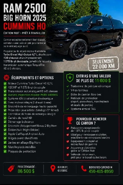 Dodge Ram 2500 Diesel 2025 seulement 22Km