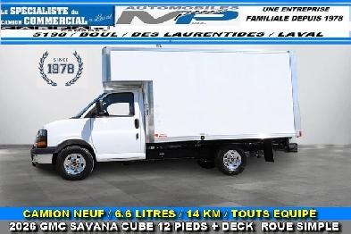GMC Savana Cargo CUBE 12 PIEDS   DECK ROUE SIMPLE / CAMION NEUF