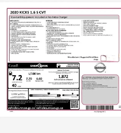 2020 NISSAN KICKS S