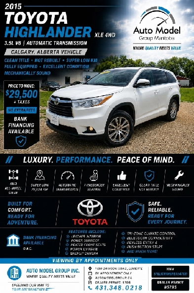 2015 Toyota Highlander XLE 4WD /NAV/HEATED SEATS/LOW KM!