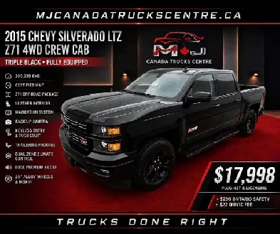 2015 Chevrolet Silverado 1500 LTZ- Z71 Crew Cab Triple Black Ful