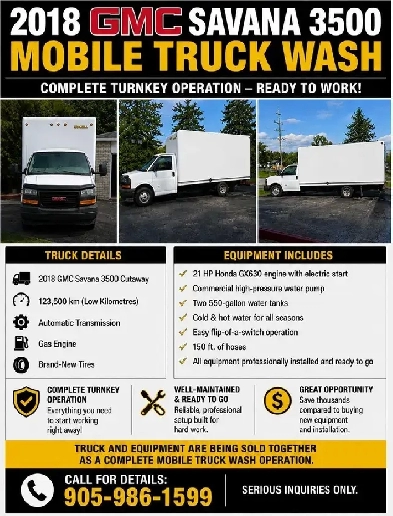 2018 GMC Savana Cutaway – Mobile Wash Truck Business