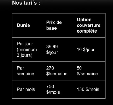 Location auto/Rent a car 750$/mois