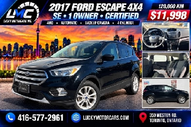 2017 Ford Escape SE 4WD-BACKUP CAMERA-1 OWNER-ONLY 120KMS-CERT