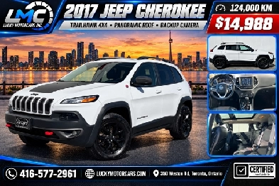 2017 Jeep Cherokee TRAILHAWK 4WD-PANOROOF-CAMERA-124KMS-CERTIF
