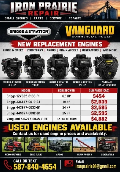 New and used small engines.