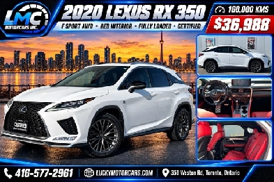 2020 Lexus RX 350 F SPORT AWD-RED INTERIOR-FULLY LOADED-CERTIFIE